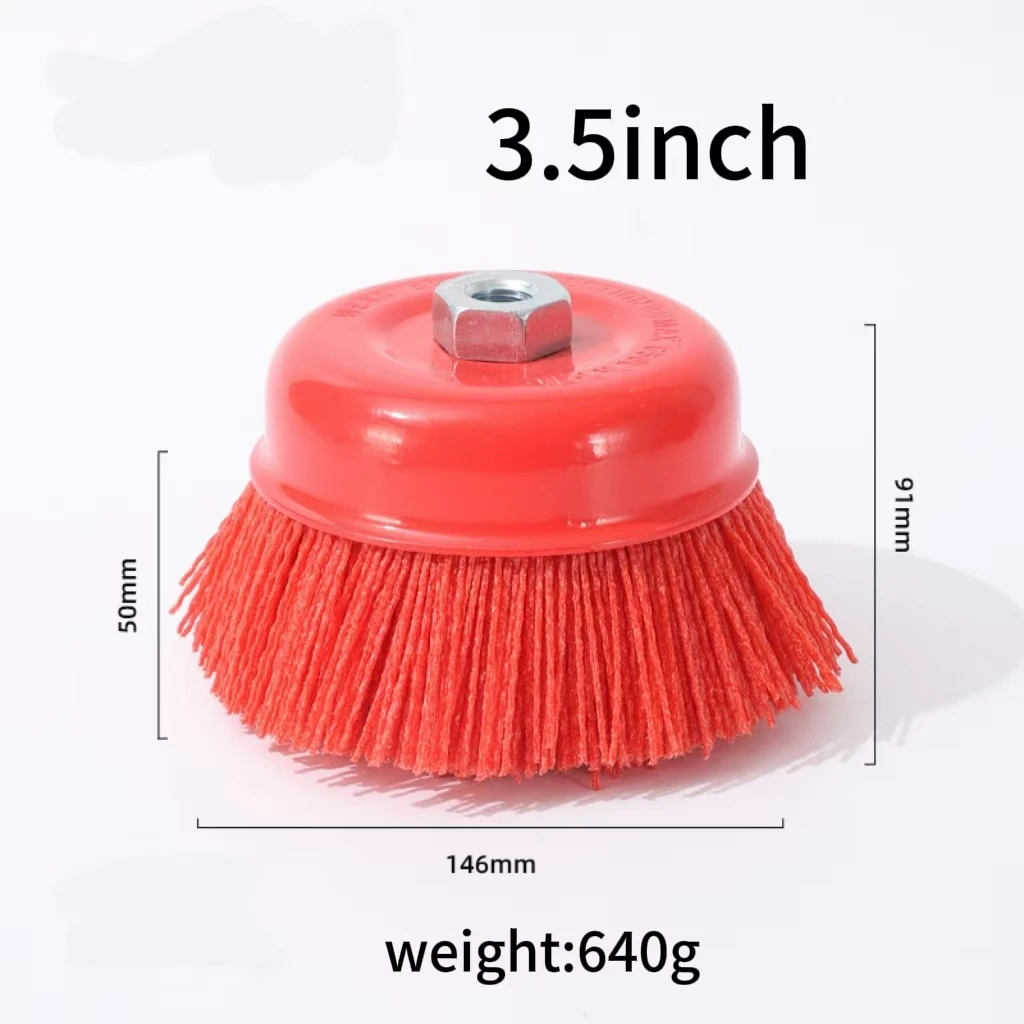 Industrial M14 Nylon Abrasive Wire Brush Bowl Type Cleaning Polishing 5/8-11 Nut Grinding Wheel DuPont Wire Polishing Wheel