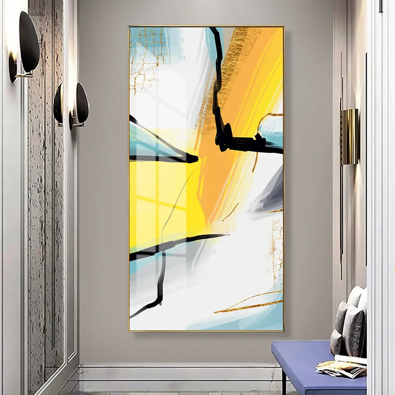 Wholesale New Arrival 3D Wall Art Print Golden Aluminum Frame Crystal Porcelain Glass Painting for Home