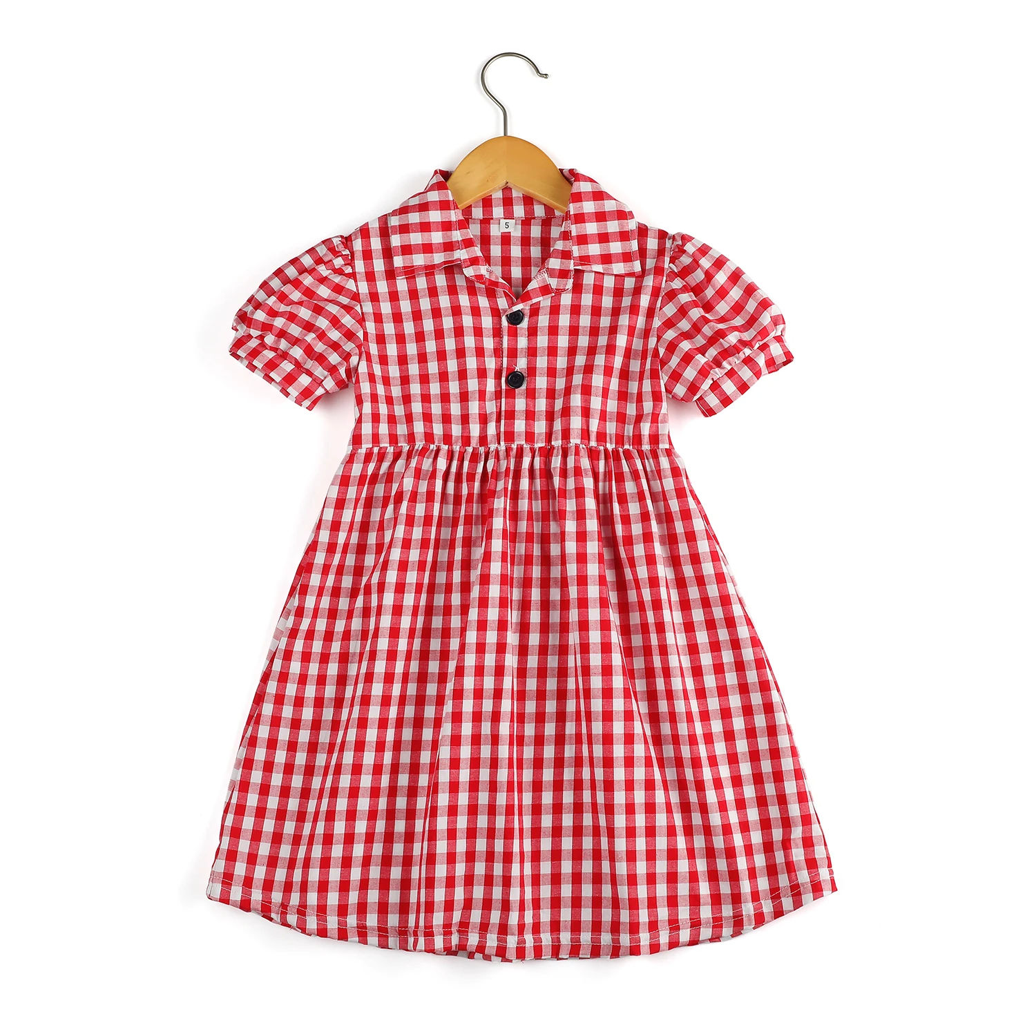 2022 boutique gingham cute kids children short sleeve 100% cotton little girls dresses