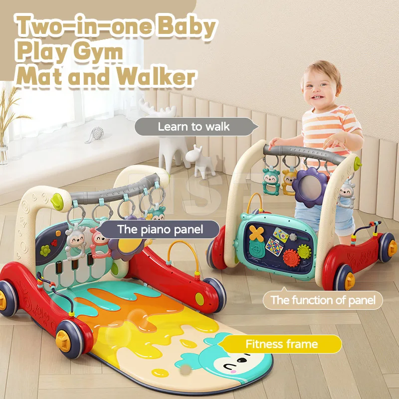 2 in 1 Infants Activity Center Kick Piano Keyboard Mat Sit-to-Stand Learning Walker Baby Play Piano Mat