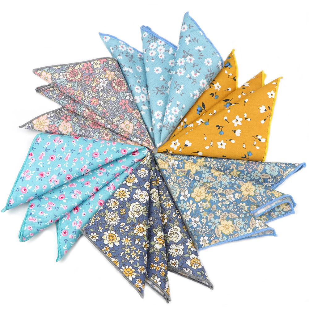 Винтажный цветочный носовой платок с мультяшным принтом хлопковый женский мужской свадебный костюм карманный квадратный подарок для взрослых аксессуар высокое качество