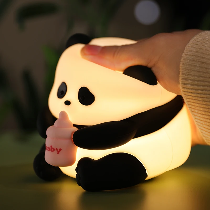 New design wholesale hot sale led rgb light silicon multicolor silicone night light lamp panda