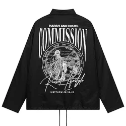 OEM Custom wholesale Loose Long Sleeve Button mens wear Coats 100% polyester printing Casual men Jacket
