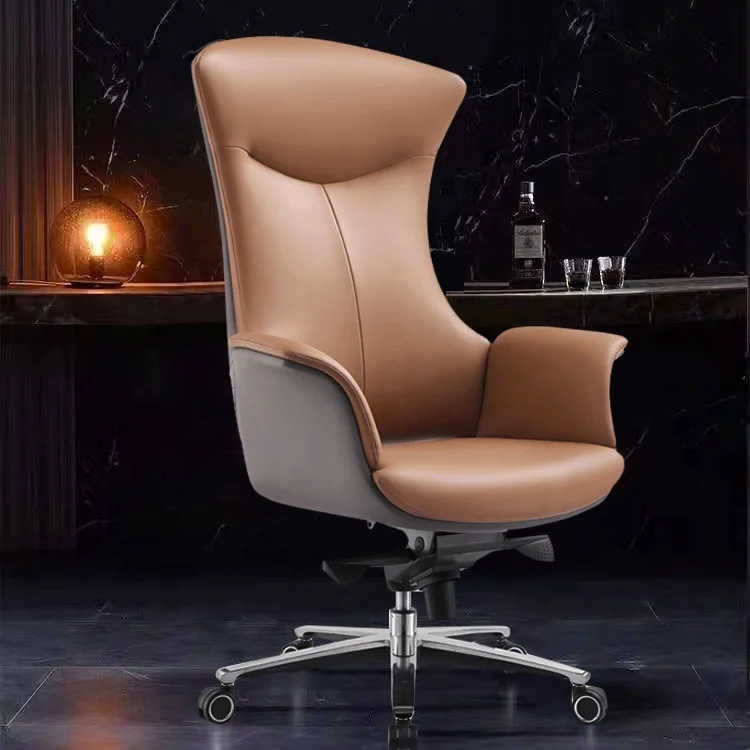 Microfiber skin leather office chair luxury grey black beige confortable brown leather office chair