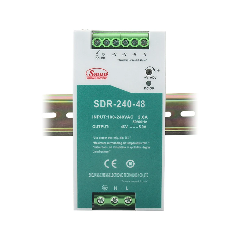 SMUN SDR-240-48 240W 48VDC 5A Din Rail Switching Power Supply