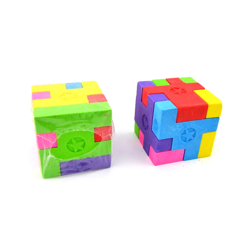 Colorful Miniature Cube Puzzle 3D Animal pictures pencil Eraser for Kids Children Classroom Student Prize Packs Brain Teasers