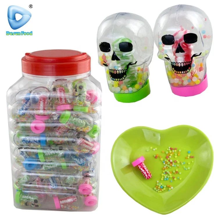Wholesale Custom Halloween Skull Nipple Lollipop Hard Candy With Mini Candy