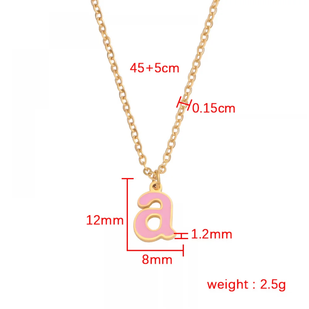 Fashion Diy Accessories Birthday A-Z Initial Jewelry Gold Plated Enamel Stainless Steel Letter Necklace