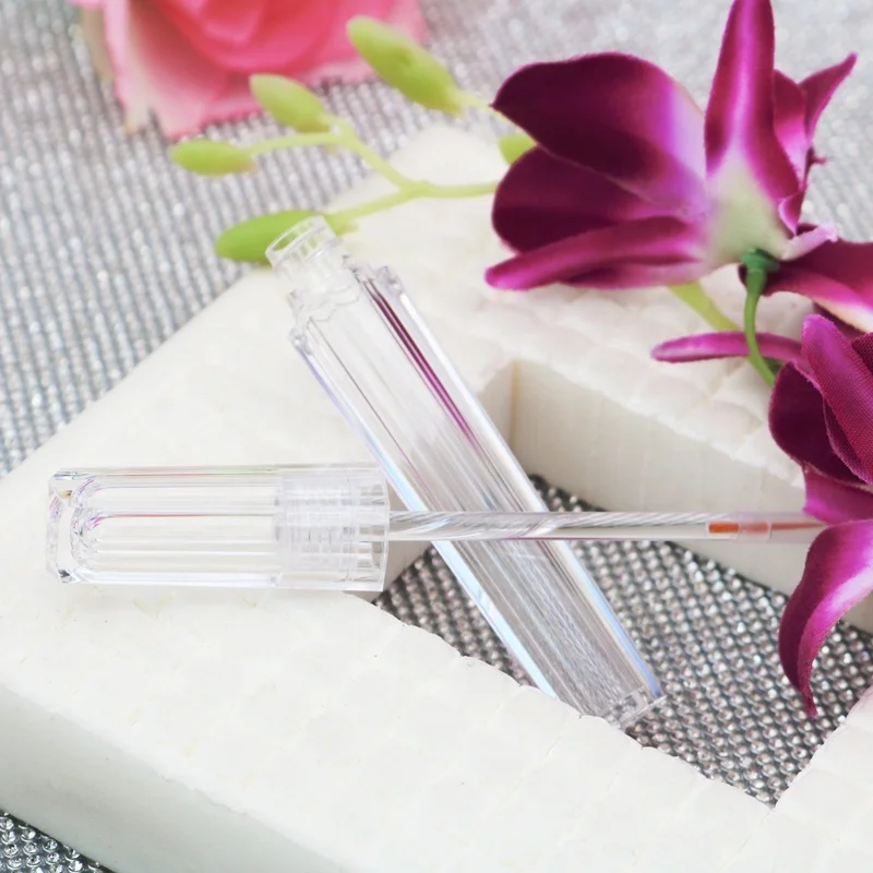 3ml Full clear Liquid Eyeliner Bottle  Polygonal Plastic Tube Container Transparent Empty  Lip Gloss Tube Cosmetic Packaging
