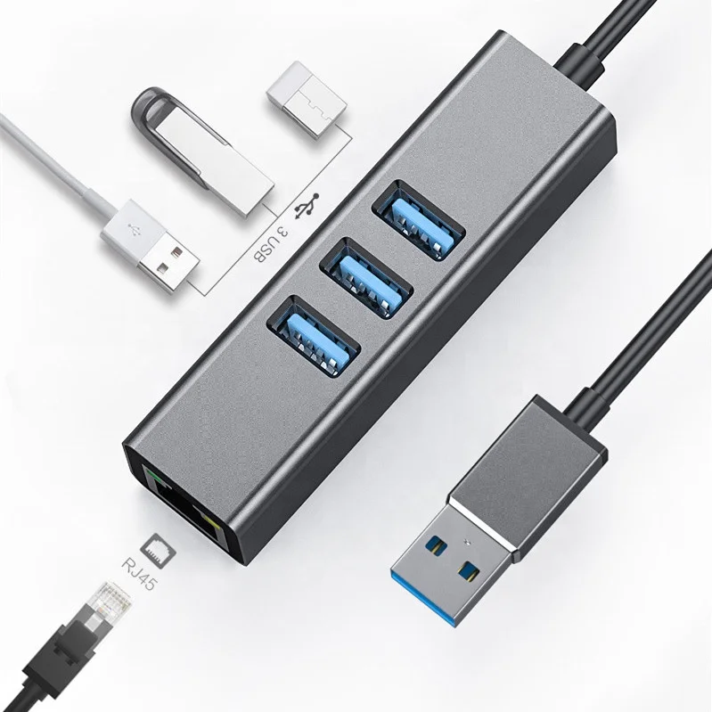USB 3.0 to Gigabit RJ45 Ethernet Network Card Adapter with USB 3.0 HUB for MAC PC and Laptop and Notebook and more