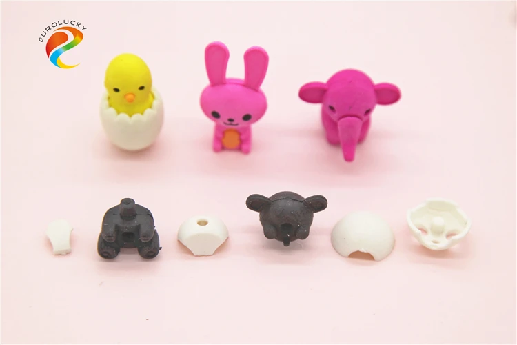 Promotional cute school kids 3d eraser egg