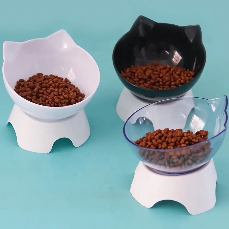 Neck Protection Raised Stand Transparent Cat Bowl Pet Feeding Bowl Pet Food Water Feeder for Cats