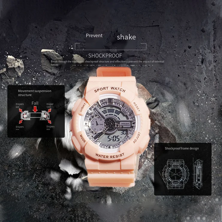 2021 simple and casual sports Large dial dual-display electronic watch for boys and girls