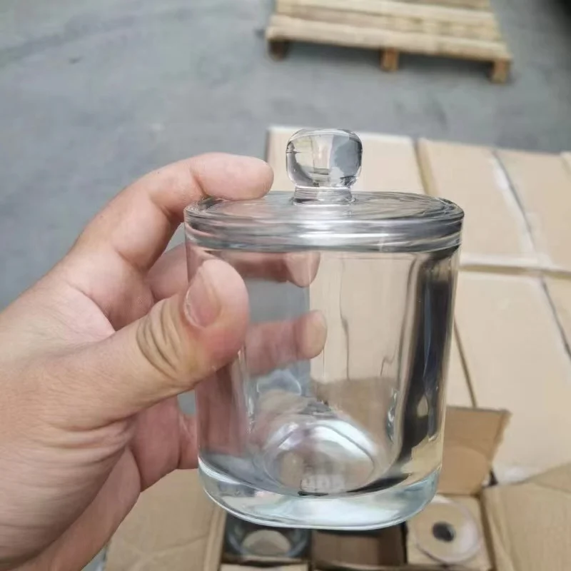Candle Vessels glass jar scented candle soy wax holder jar empty square glass candle jars with lids in bulk
