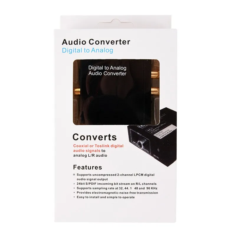 Digital to analog audio converter 3.5 volume adjustment fiber coaxial to analog 5.1 audio decoder