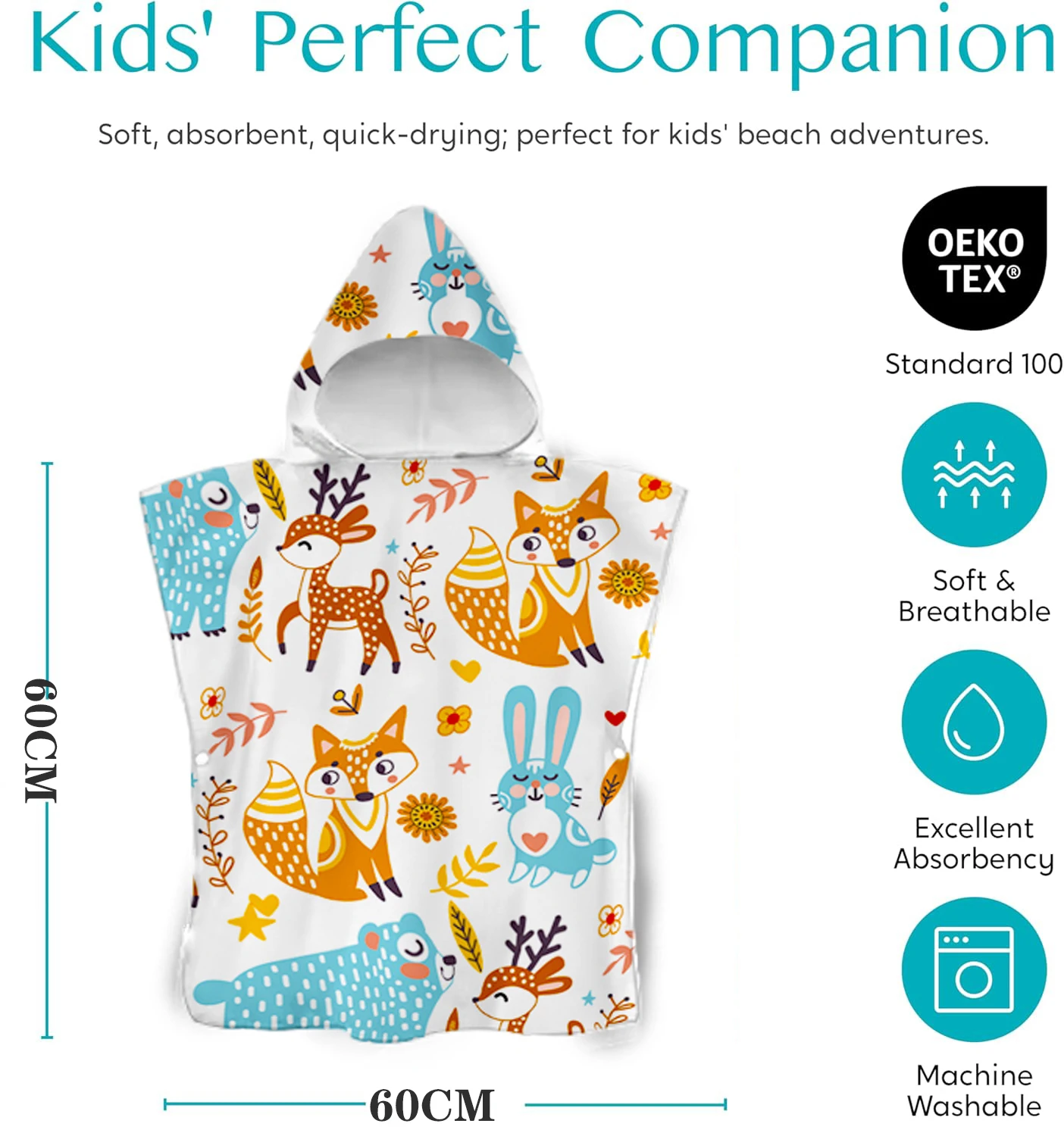 Eastsunshine   custom print Cartoon Print Kids Hooded Ponchos Swimming Beach Towel  custom Children Wearable Bath Towels Cloak