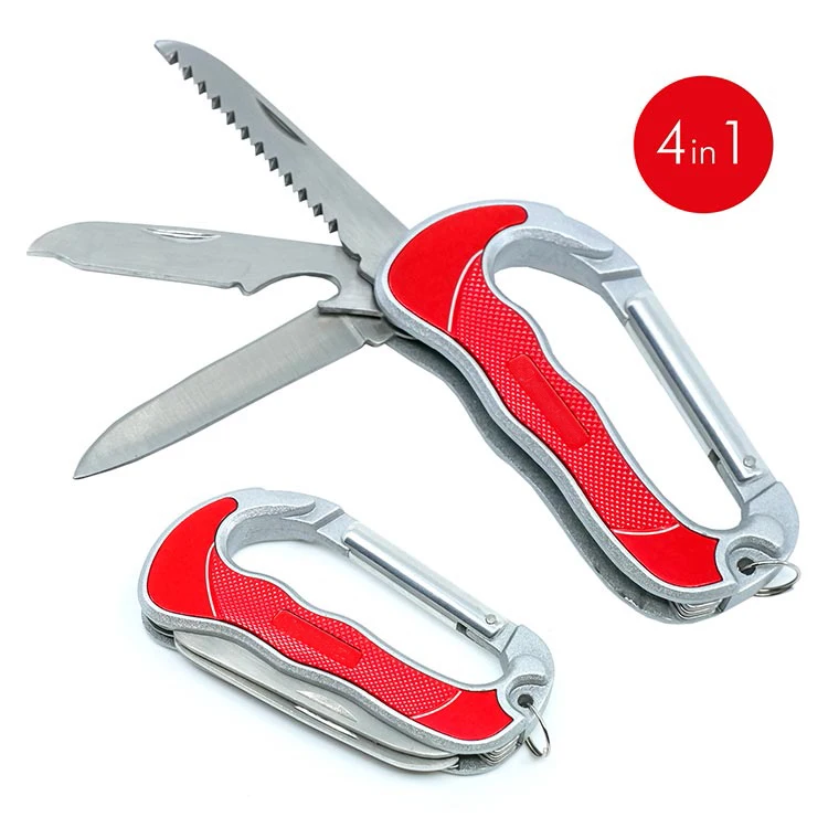 6 in 1 Multi Carabiner Hanging Buckle Tool EDC Gear Multifunctional Folding Knife Outdoor Camping Hiking Mountain Climbing Tool