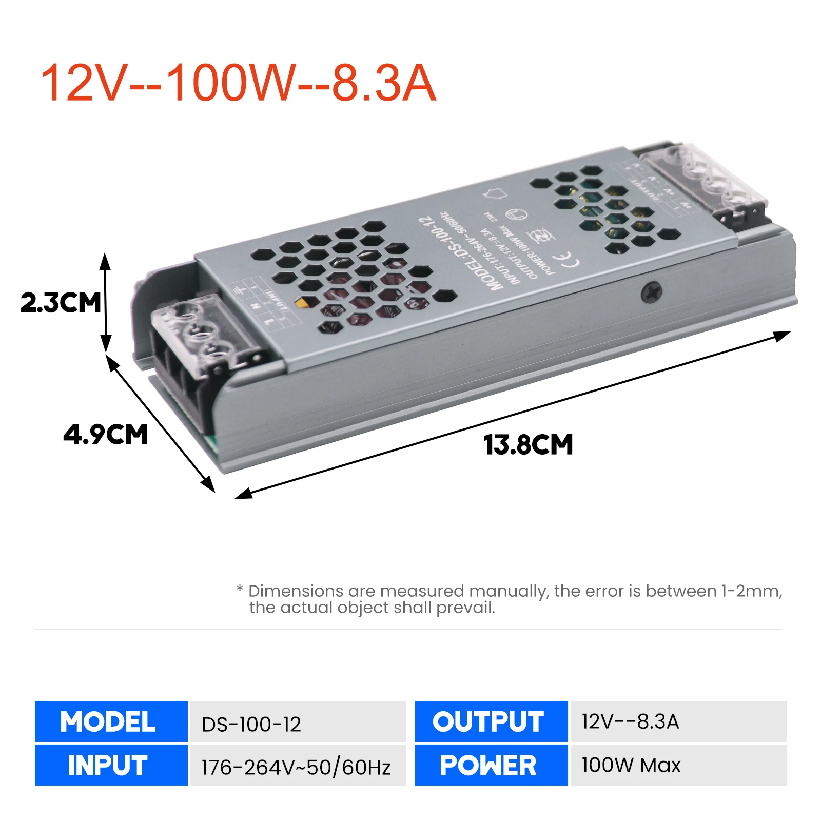 Switching Power Supply DC 12V 24V 60W 80W 100W 120W 200W 300W 400W Lighting Transformer AC 180-250V Source Adapter For LED Strip