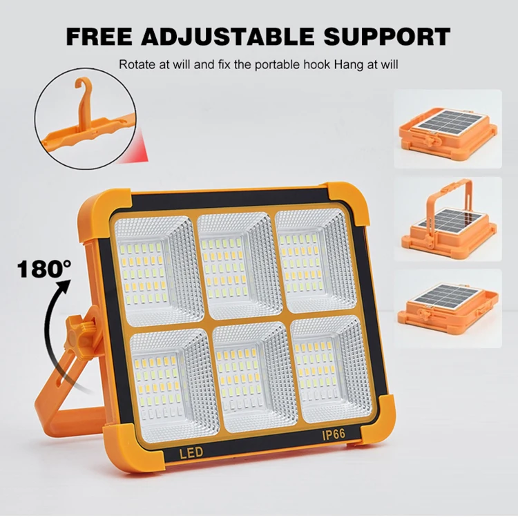 Hot Sale ABS IP67 Outdoor USB Output Charging 100w 200w 400w 600w 800w 1000w Portable Solar Camping Led Smart Flood Lamp