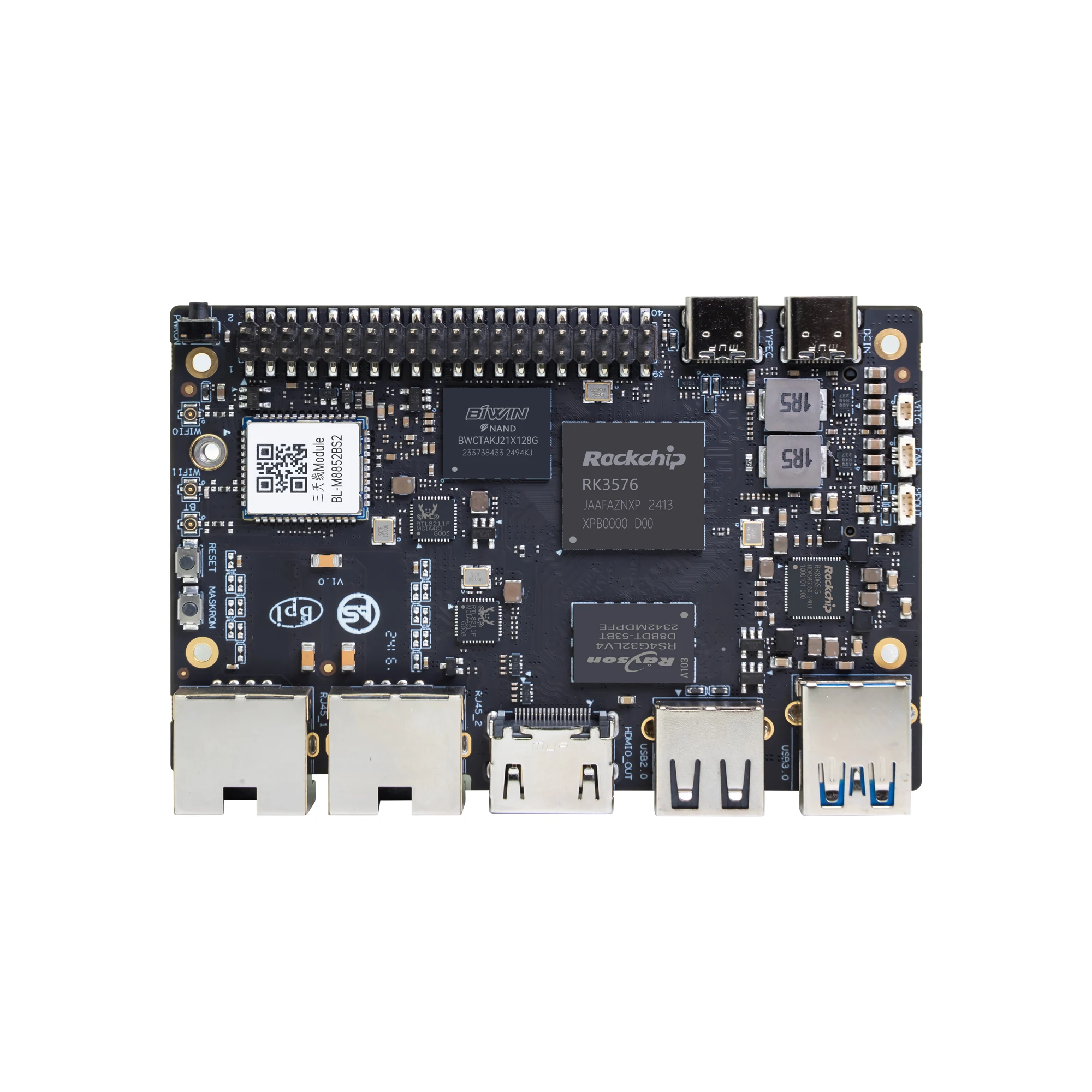 Instock Banana Pi BPI-M5 Pro with RK3576 processor, M.2 slot and dual Ethernet ports