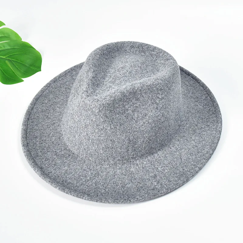 Top Hat Wholesale Wool Felt Plain Fedora hats Unisex Ribbon Pattern Color Cloche Hat