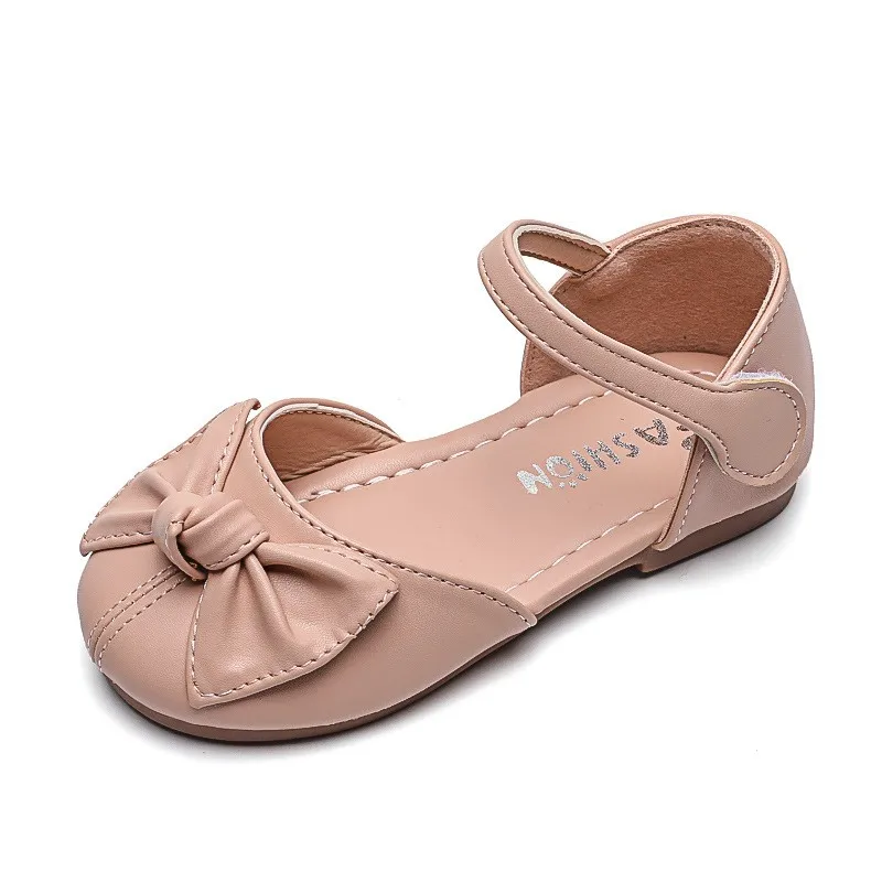 Comfy knot bow kid girls fashion dress shoes children leather princess shoes in summer