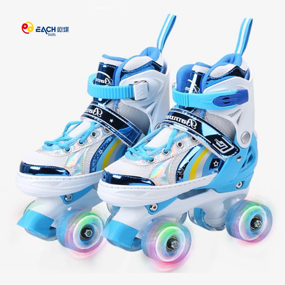 Eachkids колеса для роликовых De Patin Регулируемый Скейт обувь коньках Прокат квад роликовые коньки