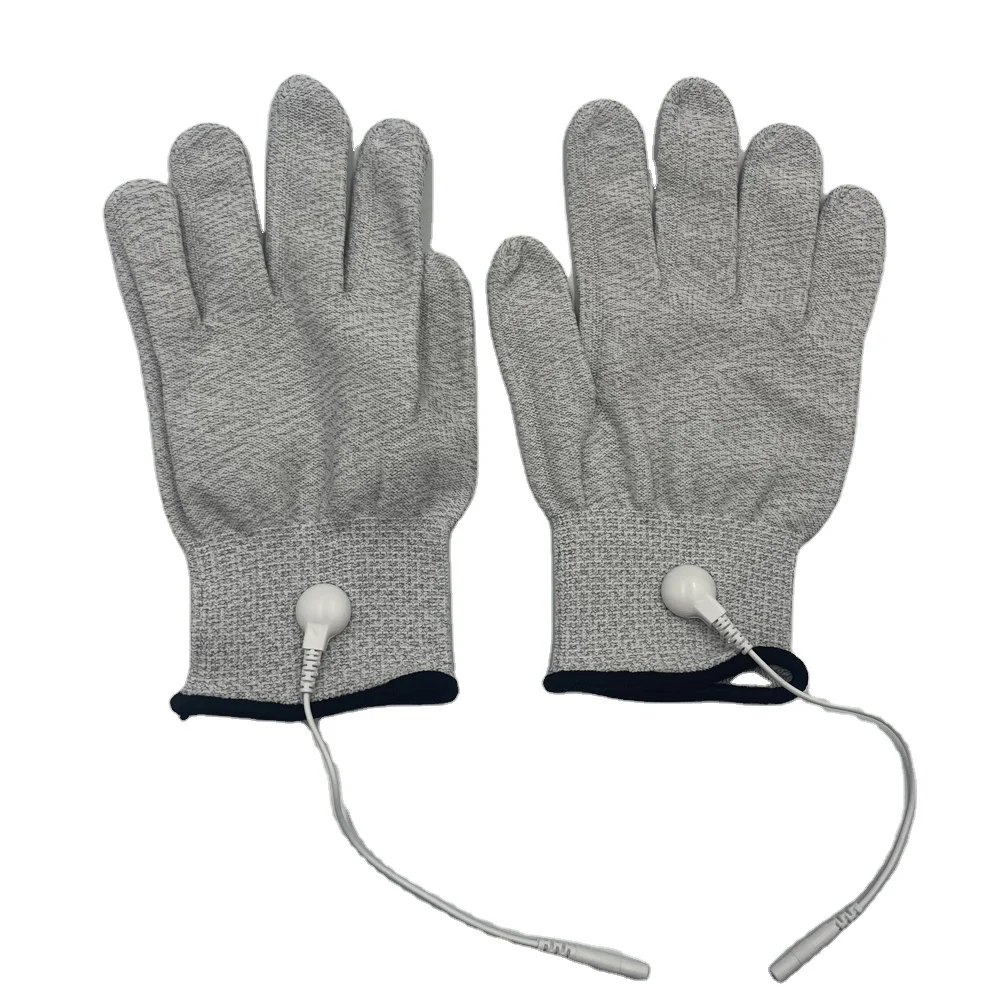 Conductive Massage Gloves Gray Physical Electrotherapy Therapy Supplies