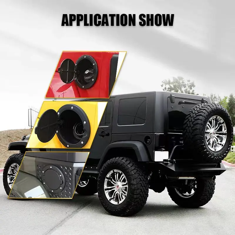 Easy Installation ABS Black Gas Cap Cover Fuel Tank Door for Jeep Wrangler JK & Unlimited 2007-2018 2/4 Door