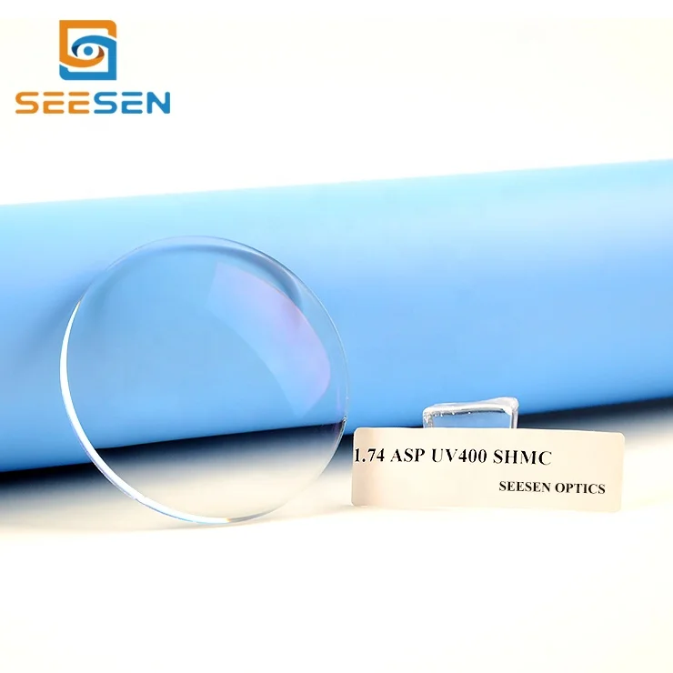 Seesen good quality 1.74 high index ASP UV400 Super Hydrophobic SHMC optical prescription lens