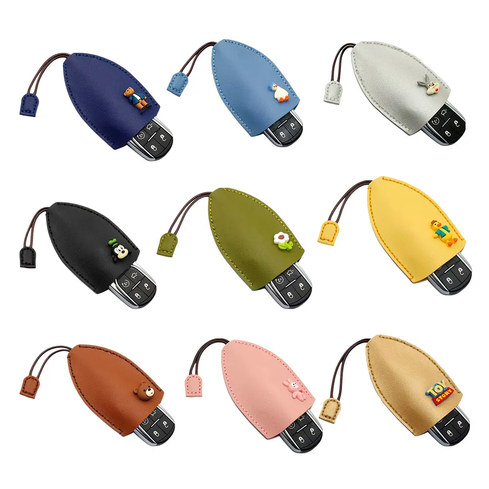 Factory Wholesale Custom Keychain Cute Key Holder Pull-out Key Case Leather Car Key Fob Holder