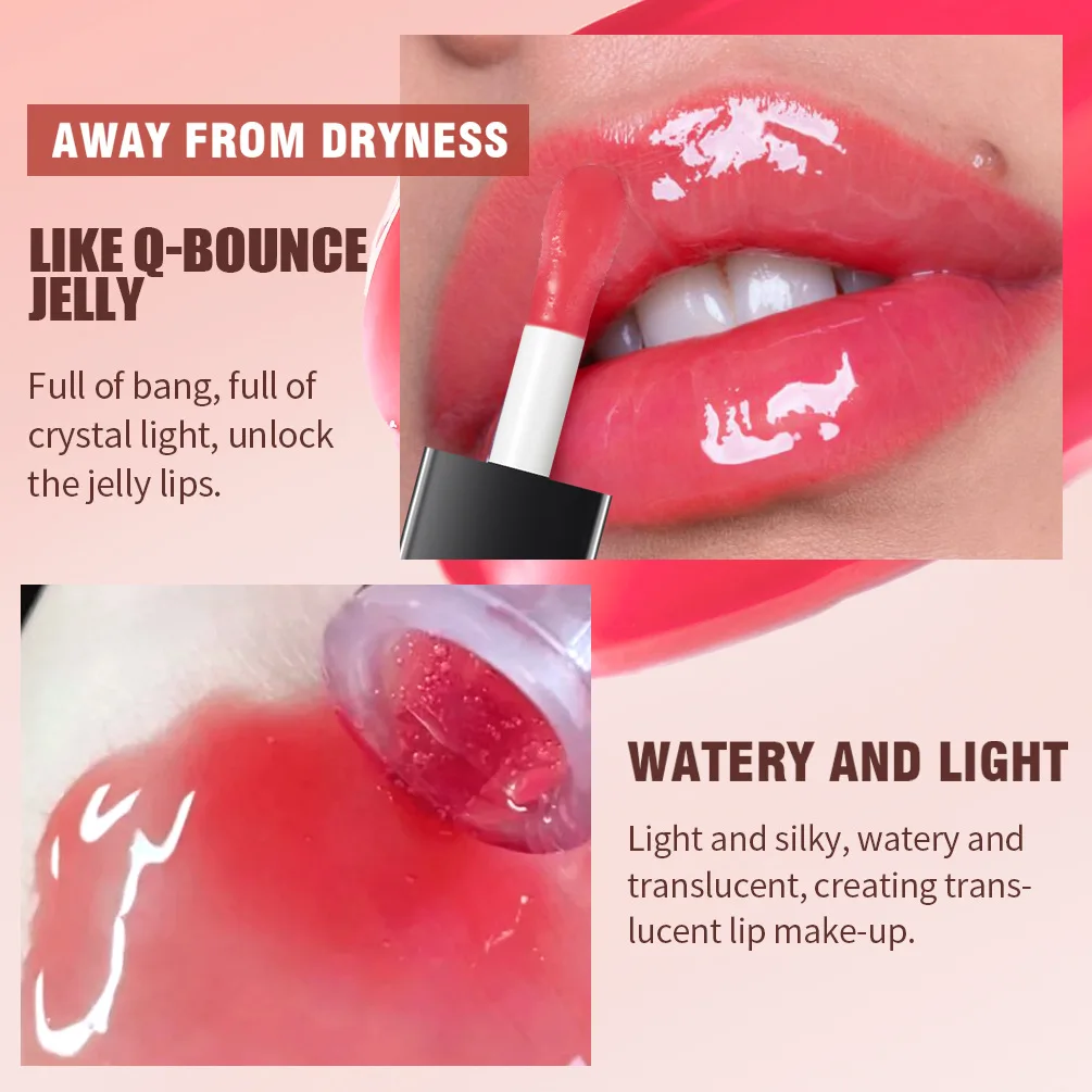 Waterproof Hydrating Moisturizing Jelly Texture Mirror Plumping Crystal Effect Tinted Lip Oil Lip Glaze