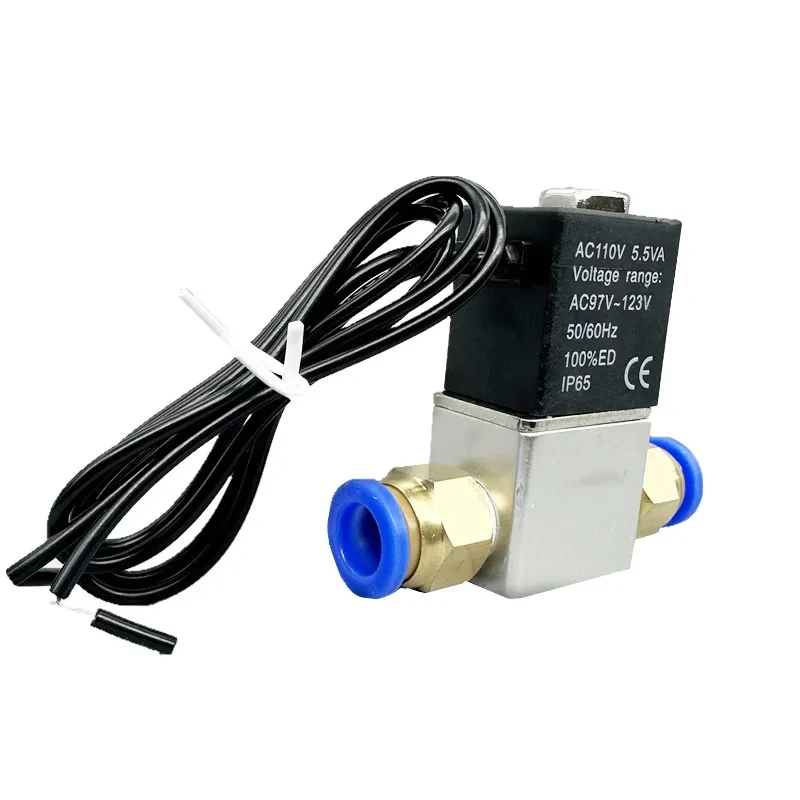 2 Way Normally Closed Pneumatic Solenoid Valve With Quick Connector 12V 24V 110V 220V 1/4 Pneumatic Valves for CNC Air Gas Hot
