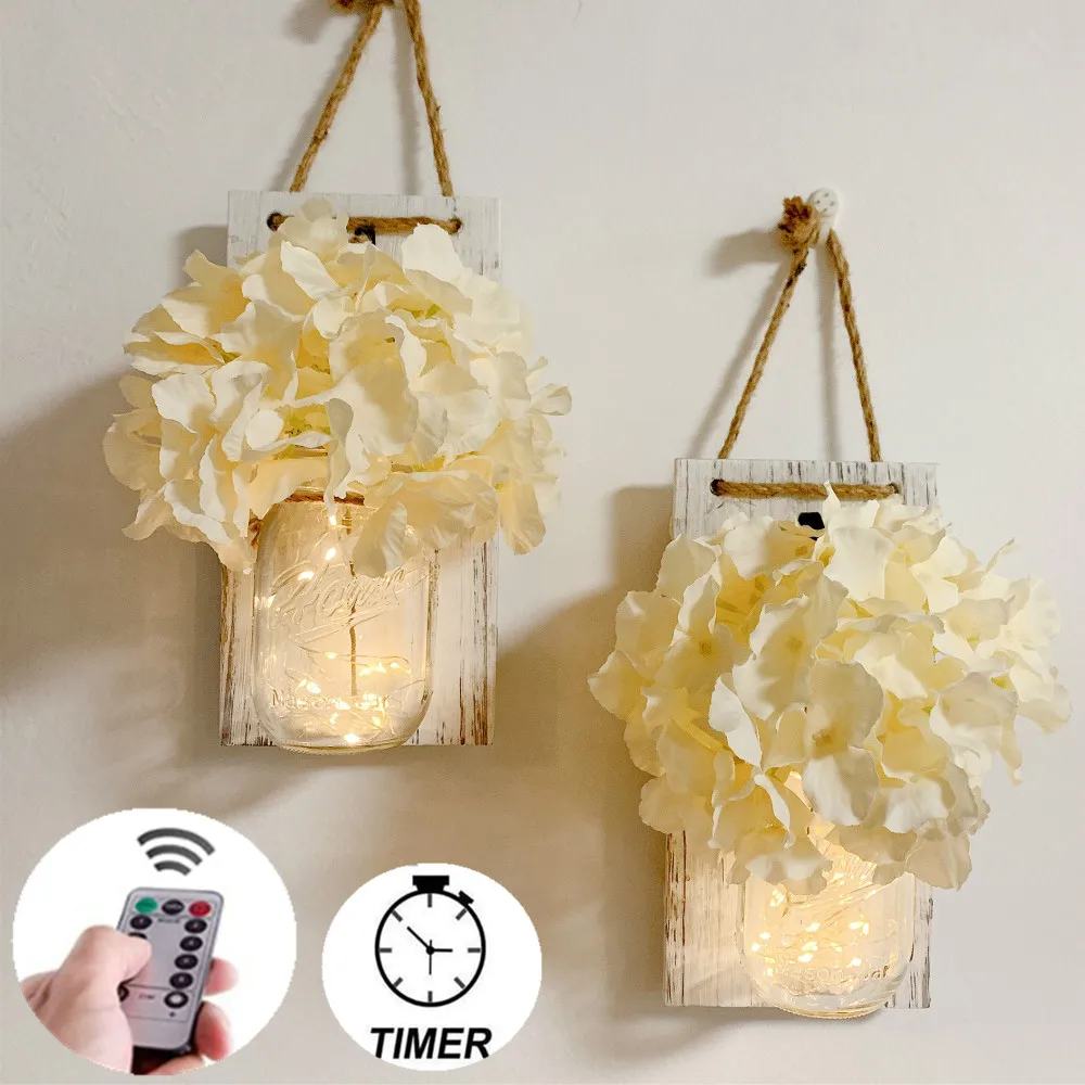 
Каменная банка бра со светодиодными фонариками ручной работы подвесная банка каменщика бра Настенный декор 