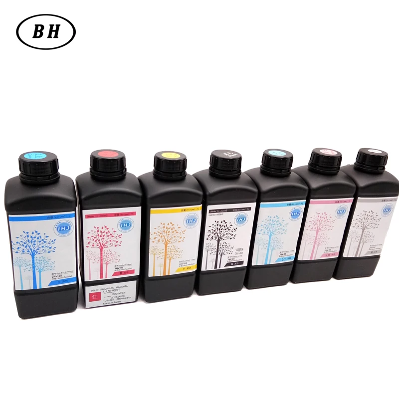 Япония Саката твердого УФ чернила JHV-05 без запаха светодиодная УФ-отверждающие чернила C/M/Y/K/W/Lc/Lm для KT плата акрил для ремонта кожаных поверхностей из дерева и стекла