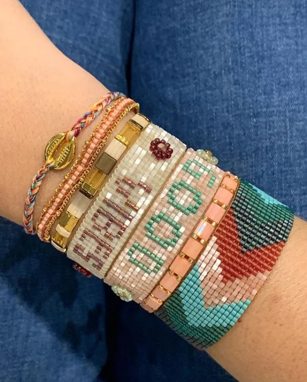 Bohemian friendship latest one set lady jewelry handmade woven tassel evil eye miyuki bead bracelet