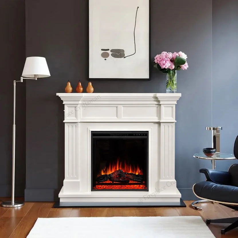 Indoor Decor Remote Control Fireplace Surround White Mantels Freestanding Fire Place Electric Fireplace With Mantel