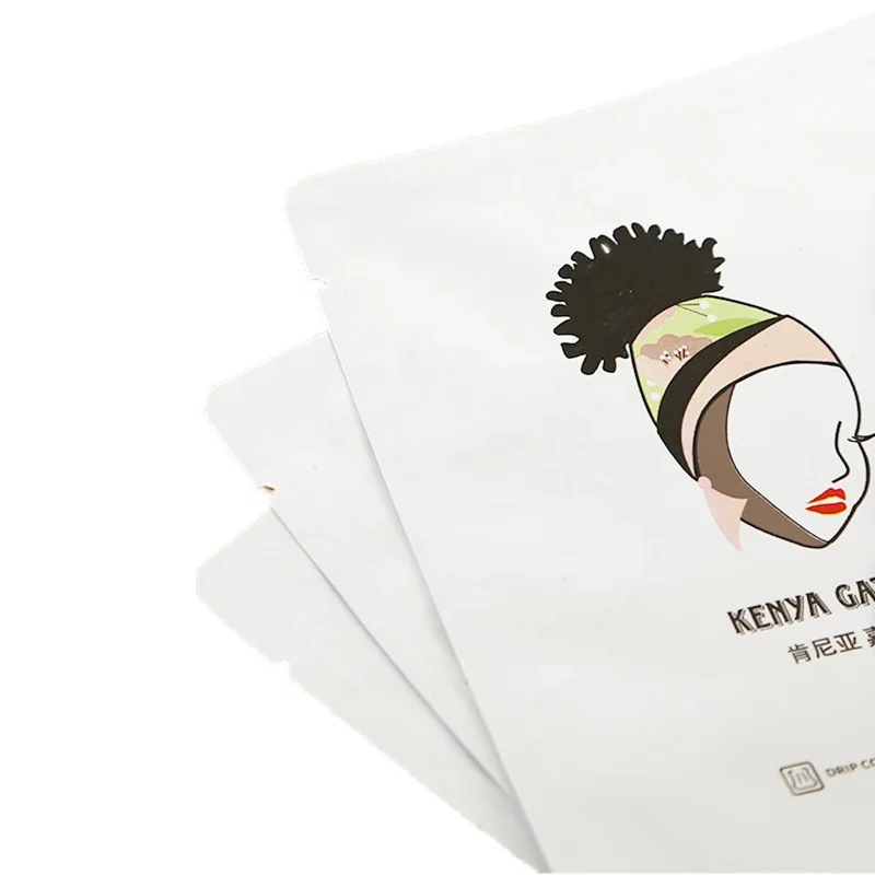 Custom Printed Moisture Barrier 3 Side Seal Matte Mylar Foil Drip Coffee Sachet Bags with Tear Notch