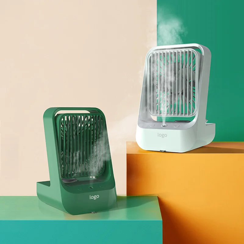 Новый дизайн 2021, портативный настольный мини-вентилятор на батарейках, кулер с водяным распылением и функцией увлажнения