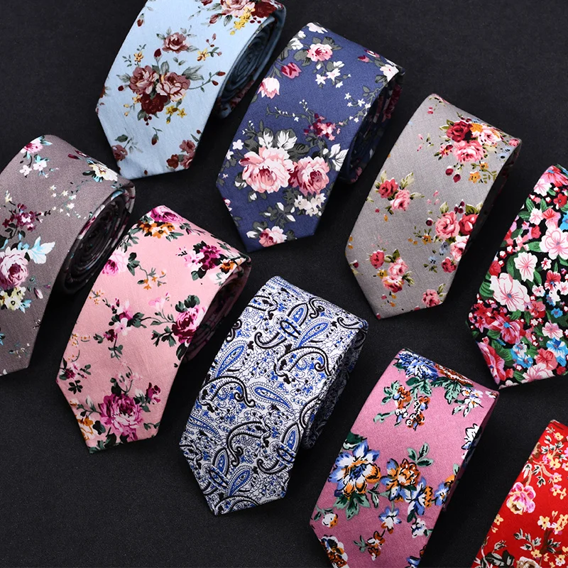 
 Мужской узкий цветочный галстук 6 см, хлопковый галстук ручной работы, мужской галстук с цветами для свадьбы  