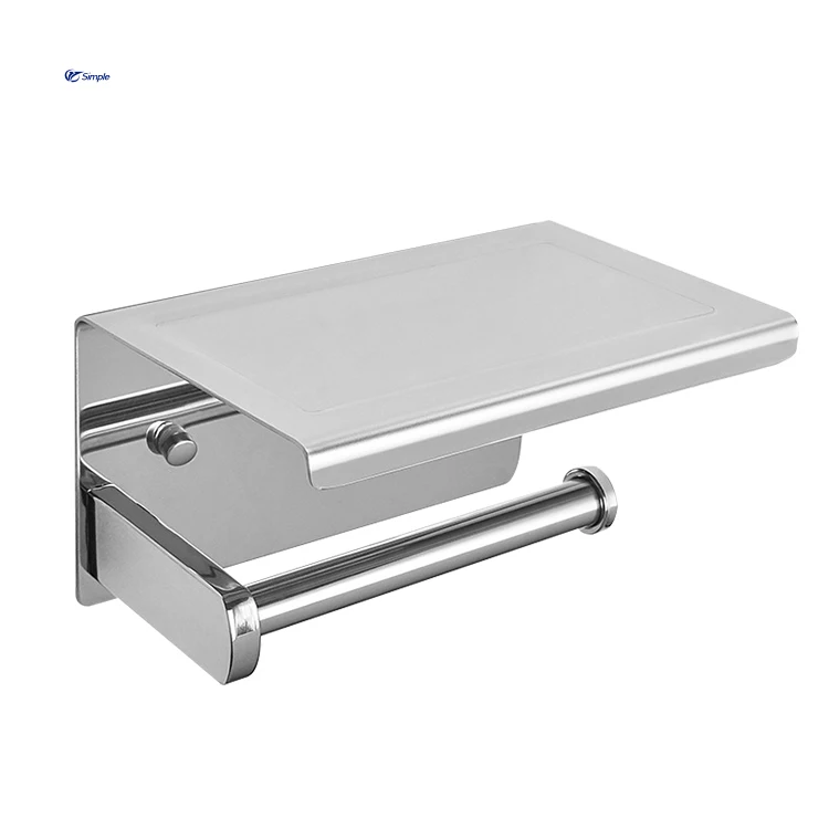 Toilet paper holder wall-mounted bathroom tissue holder with toilet shelf tray toilet