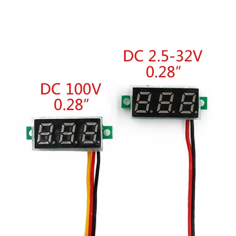 DC 0-100V Three-Wire Mini 0.28inch Digital Voltmeter Voltage Meter Gauge with Reverse Polarity Protection Digital Voltage Tester