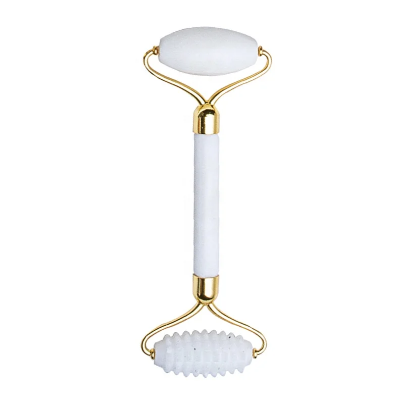 Wholesale Pure Natural White Jade Face Massage Roller Customized Box Anti Aging Jade Roller