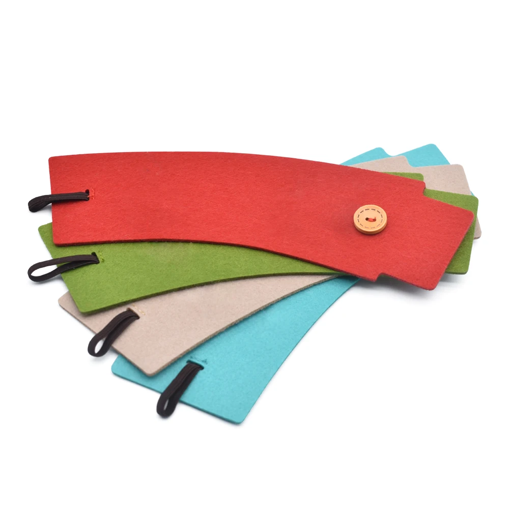 Wholesale Disposable Felt Paper Coffee Cup Sleeves Eco-friendly Felt thick hot drink cup Anti-Scalding sleeve