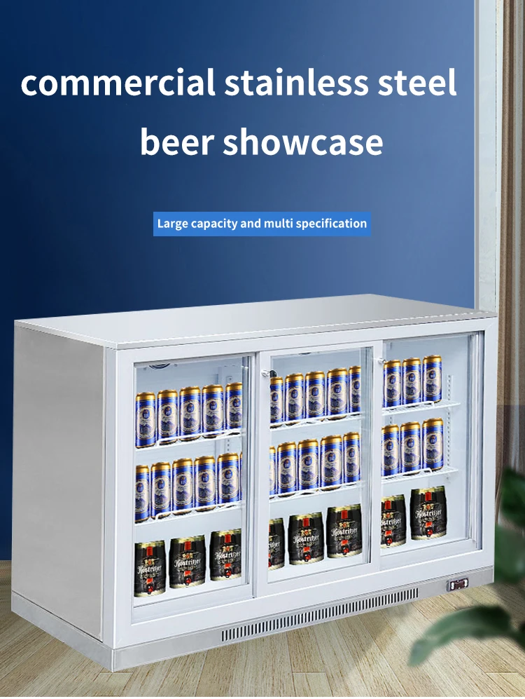 Commercial Beer Beverage Fridge Display Stainless Steel Single Door Cold Drink Vertical Fridge Refrigerator