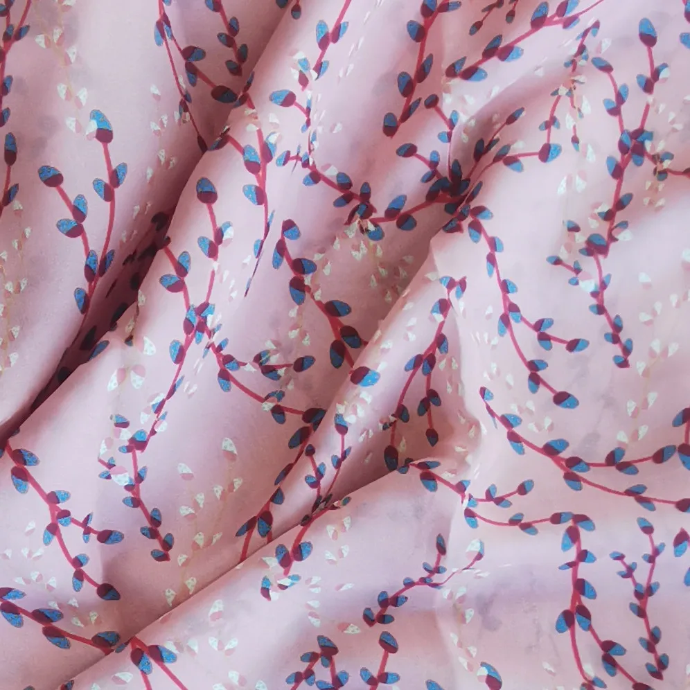 
2021 14mm silk viscose blend cdc crepe de chine silk fabric in digital print 