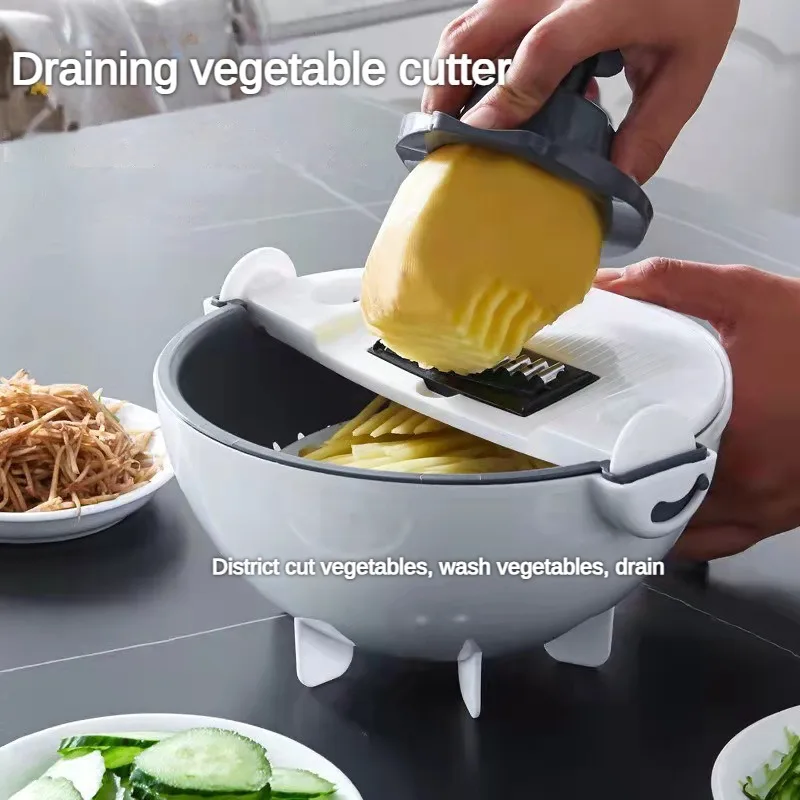 Hot sell Multifunctional Kitchen Tools Household Drain Basket Potato Chip Cutter Radish Fruit Vegetable Tool Fruit Vegetable