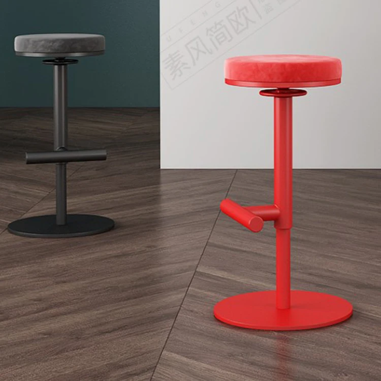 Bar Stool INS Style Coffee Shop Barber Shop Height Adjustable Bar Chair Without Backrest for Home Decoration