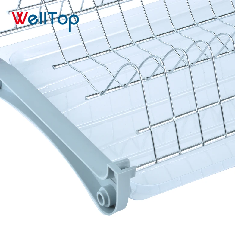 Wire plastic tray steel dish drainer commercial double kitchen dish drying racks VT-09.001