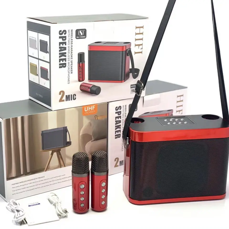 Оптовая продажа сабвуфер динамик с двойными микрофонами YS209 колонки для домашнего и уличного развлечения беспроводной